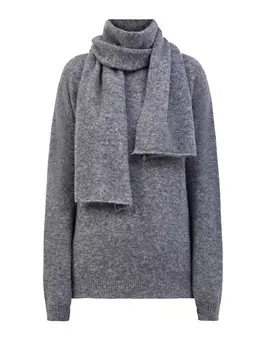 Свитер из меланжевой шерсти мериноса и альпаки с шарфом