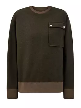 Свитшот из шерсти с трикотажными кромками и накладным карманом