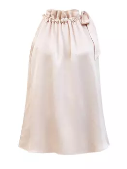 Свободная блуза-халтер из металлизированной ткани с завязками