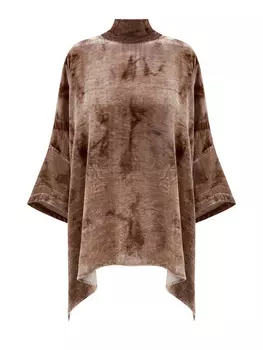 Свободная блуза из бархатистой вискозы и шелка с лентой-шарфом