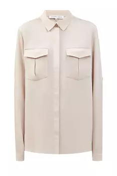 Свободная блуза из шелковистого тенсела с фигурными накладными карманами