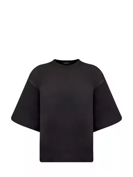 Свободная футболка из хлопка джерси с ювелирной окантовкой