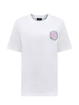 Свободная футболка из хлопка джерси с вышитым логотипом