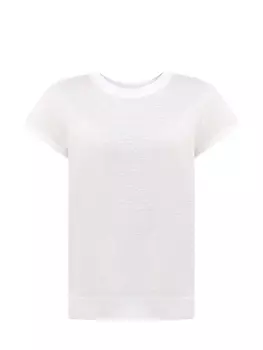 Свободная футболка из хлопка и льна с трикотажным воротом