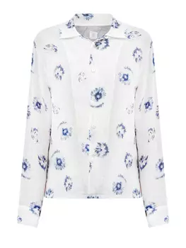 Свободная рубашка из дышащего льна с принтом