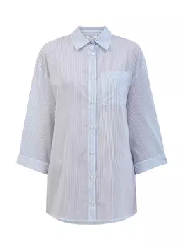 Свободная рубашка из хлопка и шелка в тонкую полоску