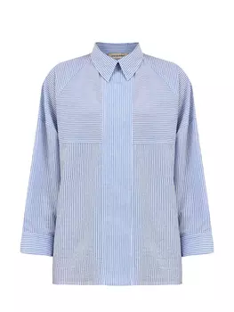 Свободная рубашка из хлопка stretch с принтом в полоску