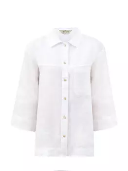 Свободная рубашка из льна с французским воротом