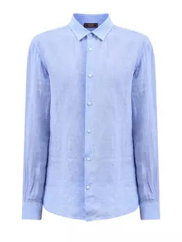 Свободная рубашка из льняной ткани с микро-узором в клетку