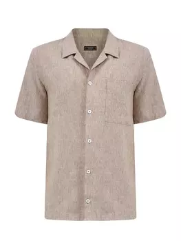 Свободная рубашка из меланжевой льняной ткани с карманом