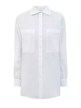 Свободная рубашка из полупрозрачного хлопка с разрезами