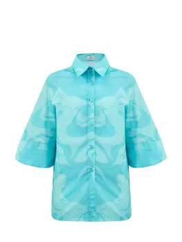 Свободная рубашка из тонкого хлопкового поплина с принтом