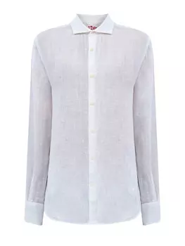 Свободная рубашка из тонкой льняной ткани с вышивкой в тон