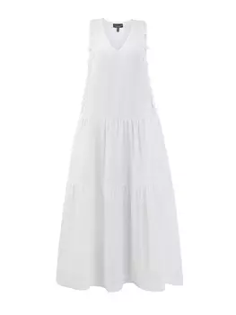 Свободное платье из органического хлопка с вышивкой в тон