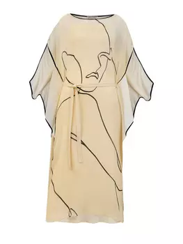 Свободное платье из струящегося шелка с элегантным принтом