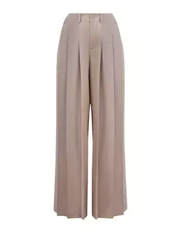 Свободные брюки из тонкого шерстяного твила с защипами