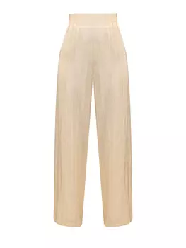 Свободные брюки из тонкой вискозы и хлопка с прострочкой в полоску