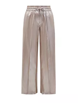 Свободные брюки-палаццо из гладкой металлизированной ткани