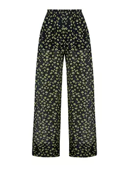 Свободные брюки-палаццо из вискозы и шелка с принтом