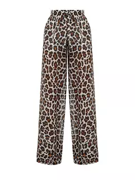 Свободные брюки с анималистичным принтом и эластичным поясом
