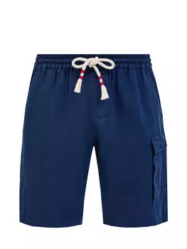 Свободные шорты из льна с кулиской и патчем на поясе