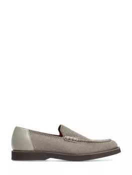 Текстильные лоферы ручной работы с отделкой из мягкой кожи