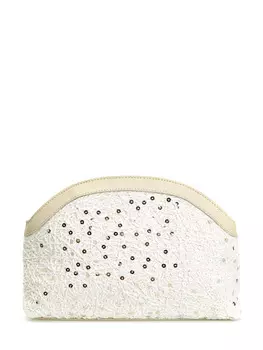 Текстильный клатч с пайетками и отделкой из кожи наппа