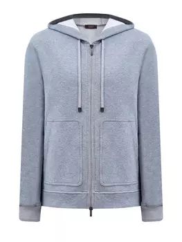 Толстовка из хлопкового футера с капюшоном на кулиске