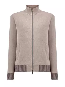 Толстовка из меланжевого хлопка и кашемира с отделкой в резинку