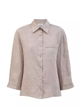 Тонкая льняная рубашка с окантовкой из цепочек Punto Luce