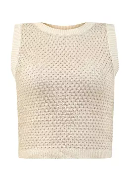 Топ ажурной вязки из металлизированного льна и хлопка