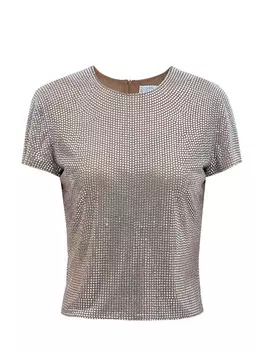 Топ из эластичной сетчатой ткани с мерцающими стразами