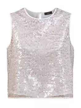 Топ из атласа и вуали с легкими полупрозрачными пайетками