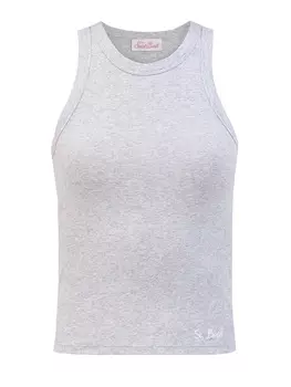 Топ из хлопкового джерси в рубчик с вышитым логотипом