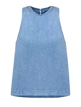 Топ из легкого выбеленного денима на основе хлопка и льна