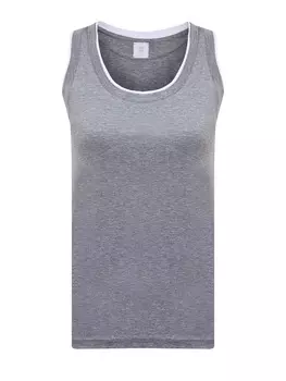 Топ из лиоцелла и хлопка с контрастной окантовкой ворота