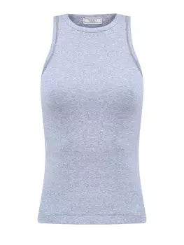 Топ из меланжевого хлопка в рубчик с цепочками Punto Luce