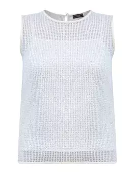 Топ из шерсти и мохера в вязаную сетку с мерцающими пайетками