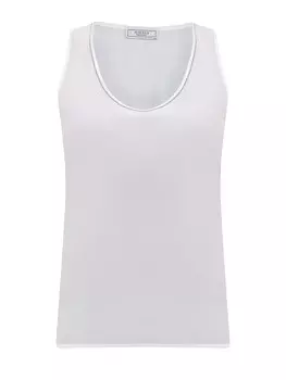 Топ из тонкой шелковой ткани с ювелирной окантовкой