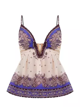 Топ Maxine из тонкой ткани рами с баской и принтом Paisley