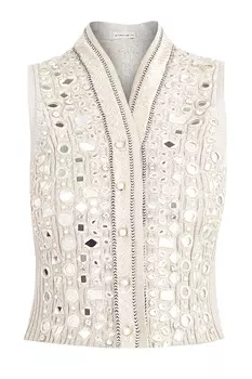 Трикотажный жилет с инкрустацией сверкающими кристаллами