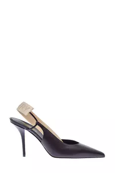 Туфли-лодочки из кожи ягненка с контрастными лентами