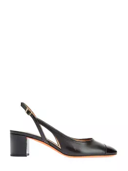 Туфли-слингбэки из гладкой кожи с лакированным мыском