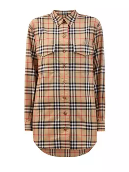 Удлиненная рубашка из хлопка с принтом Vintage Check