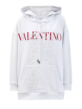 Удлиненное худи из джерси и кружева Heavy Lace