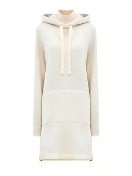 Удлиненное худи из гладкой шерсти и хлопка с капюшоном и разрезами