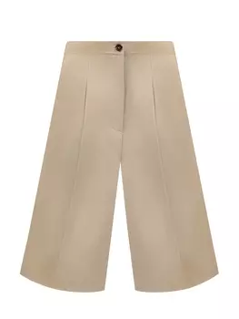 Удлиненные бермуды из хлопка и льна с заложенными складками