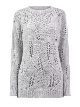 Удлиненный джемпер узорной вязки из мохера и альпаки