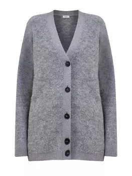 Удлиненный кардиган из шерсти мериноса и альпаки с нитью ламе