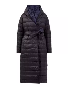 Удлиненный пуховик 2 в 1 с жаккардовым поясом